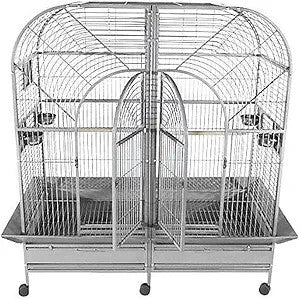 A&E 6432 Double Macaw Cage - Platinum